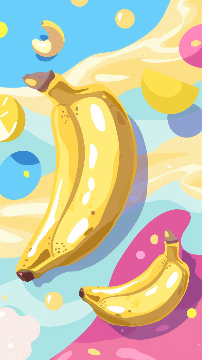 Colorful cartoon banana wallpaper for mobile backgrounds