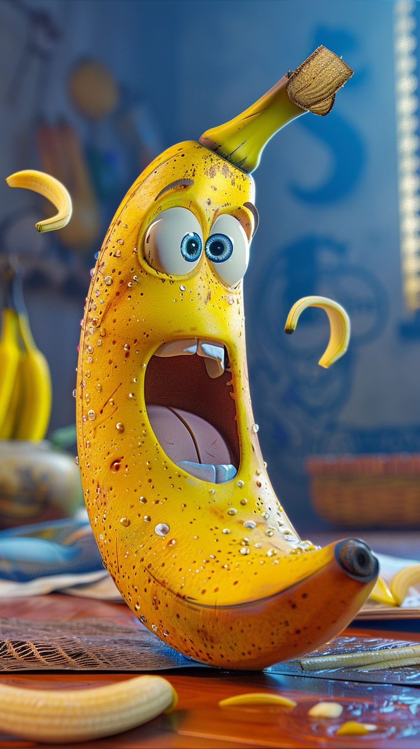 Cartoon banana phone wallpaper in high resolution