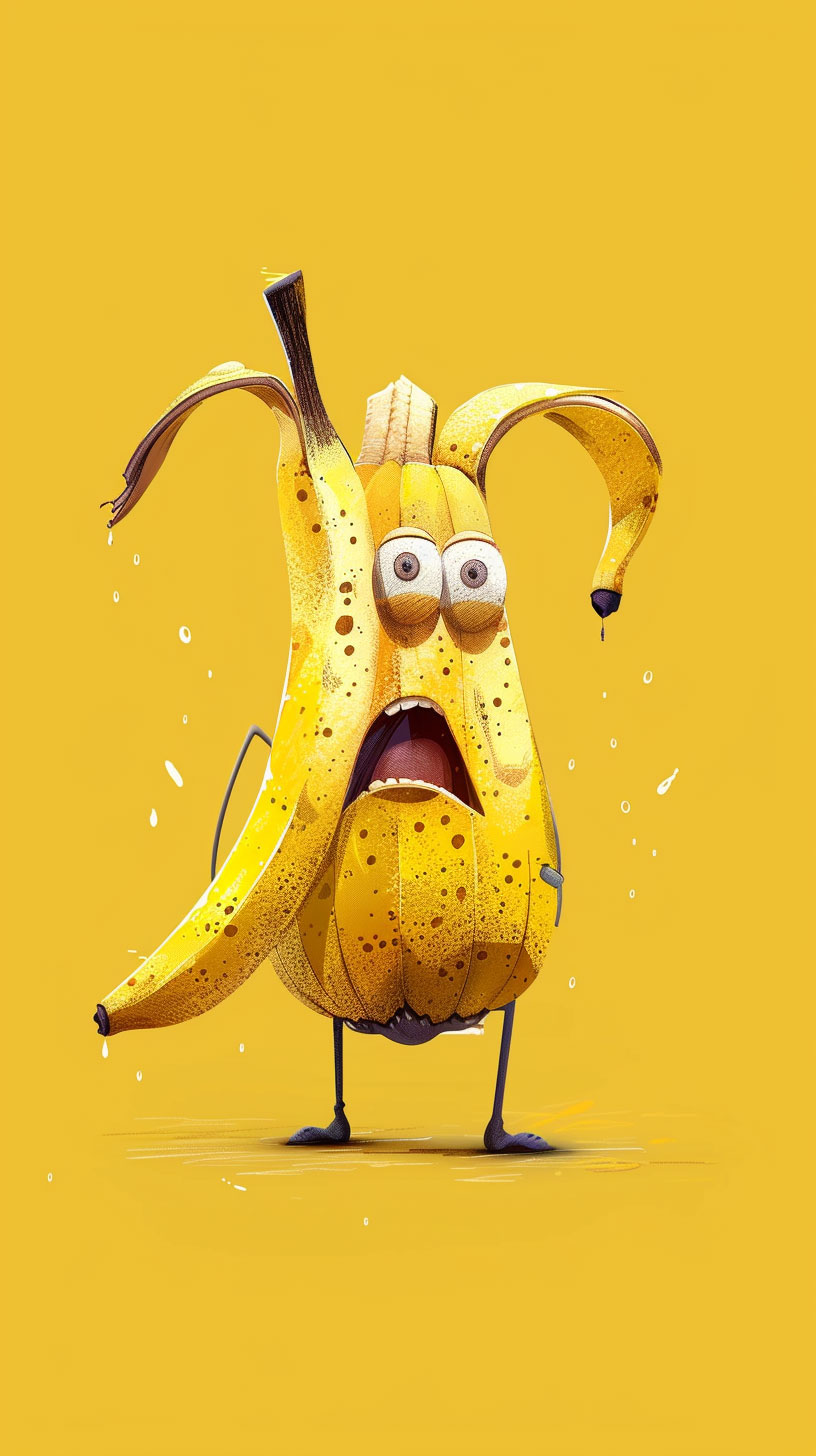 AI-generated cartoon banana phone wallpaper for iPhone