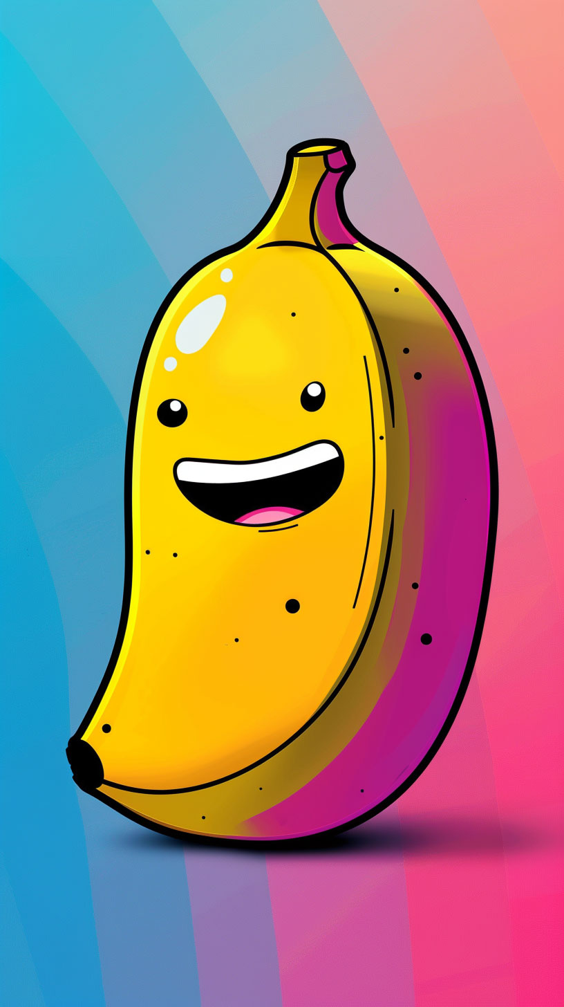 8K cartoon banana wallpaper for mobile devices