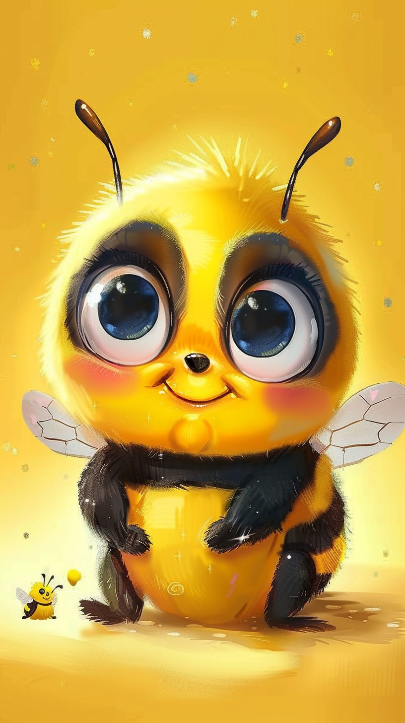 HD Cartoon Bee Digital Background for Your Phone