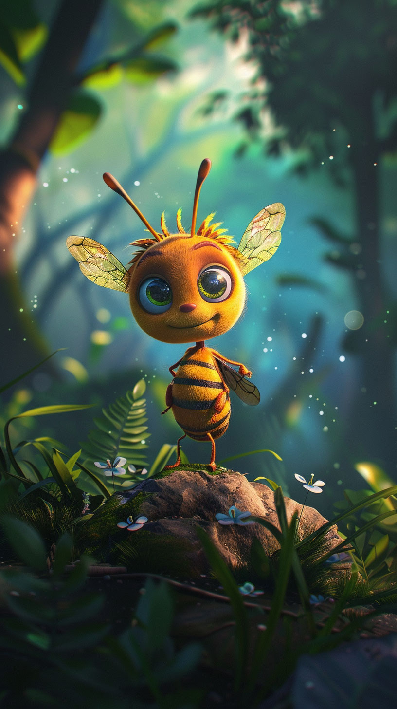 Cartoon Bee Mobile Wallpaper for iPhone and Android