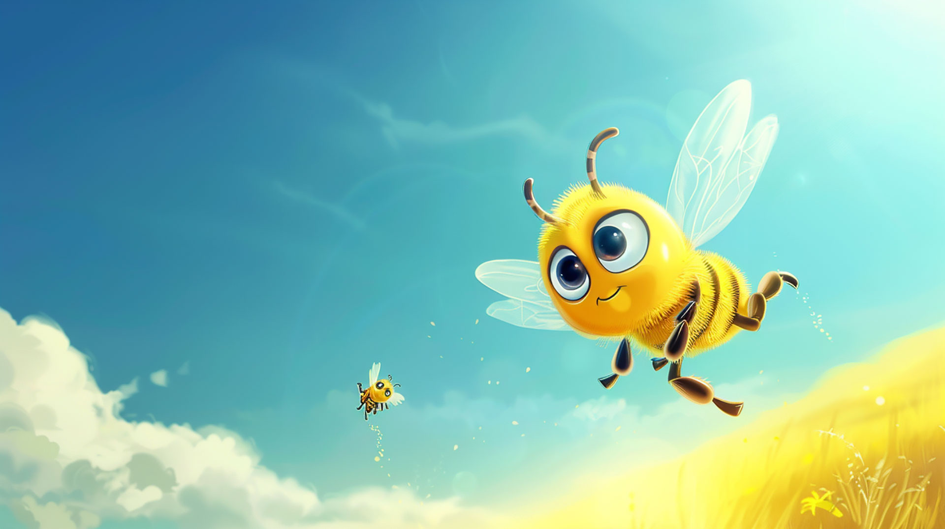 Cute Cartoon Bee Digital Backgrounds in 4K