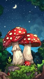 Cute Cartoon Mushroom Background