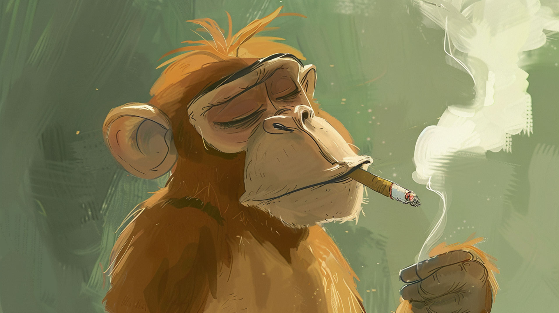 Animated Cartoon Monkey Smoking Artwork