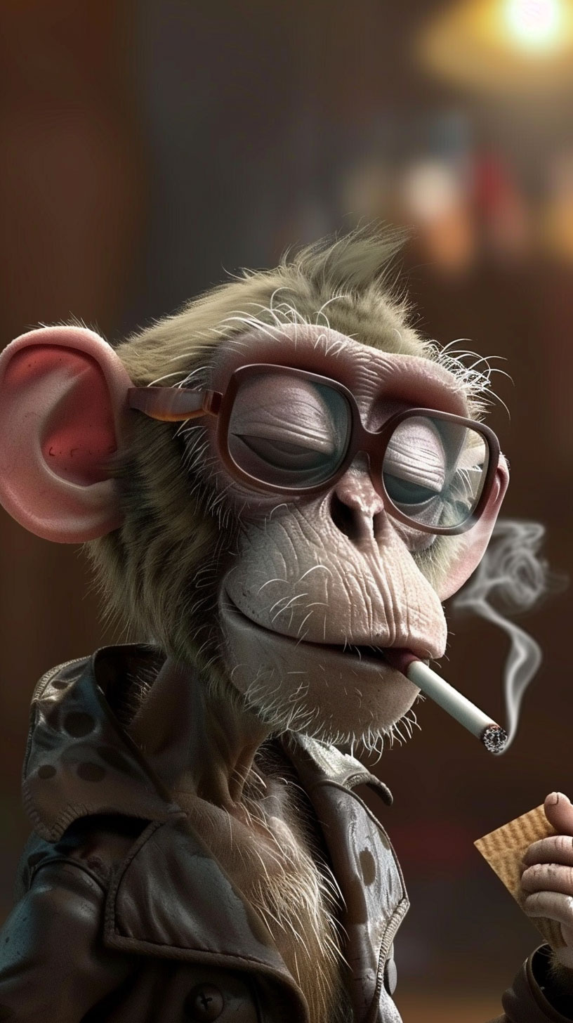 Cartoon Monkey Smoking Cigarette iPhone Wallpaper