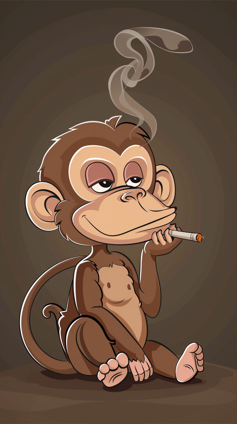 iPhone Cartoon Monkey Smoking Pipe Art Wallpaper