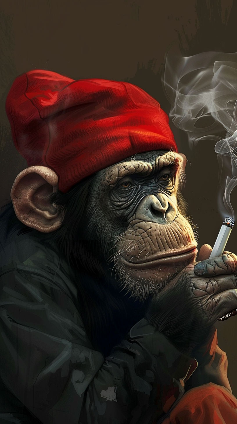 Cartoon Monkey with Cigar Smoking iPhone Wallpaper