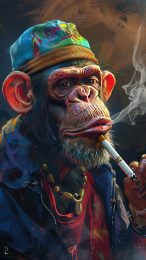 Funny Cartoon Monkey Smoking Pipe iPhone Wallpaper