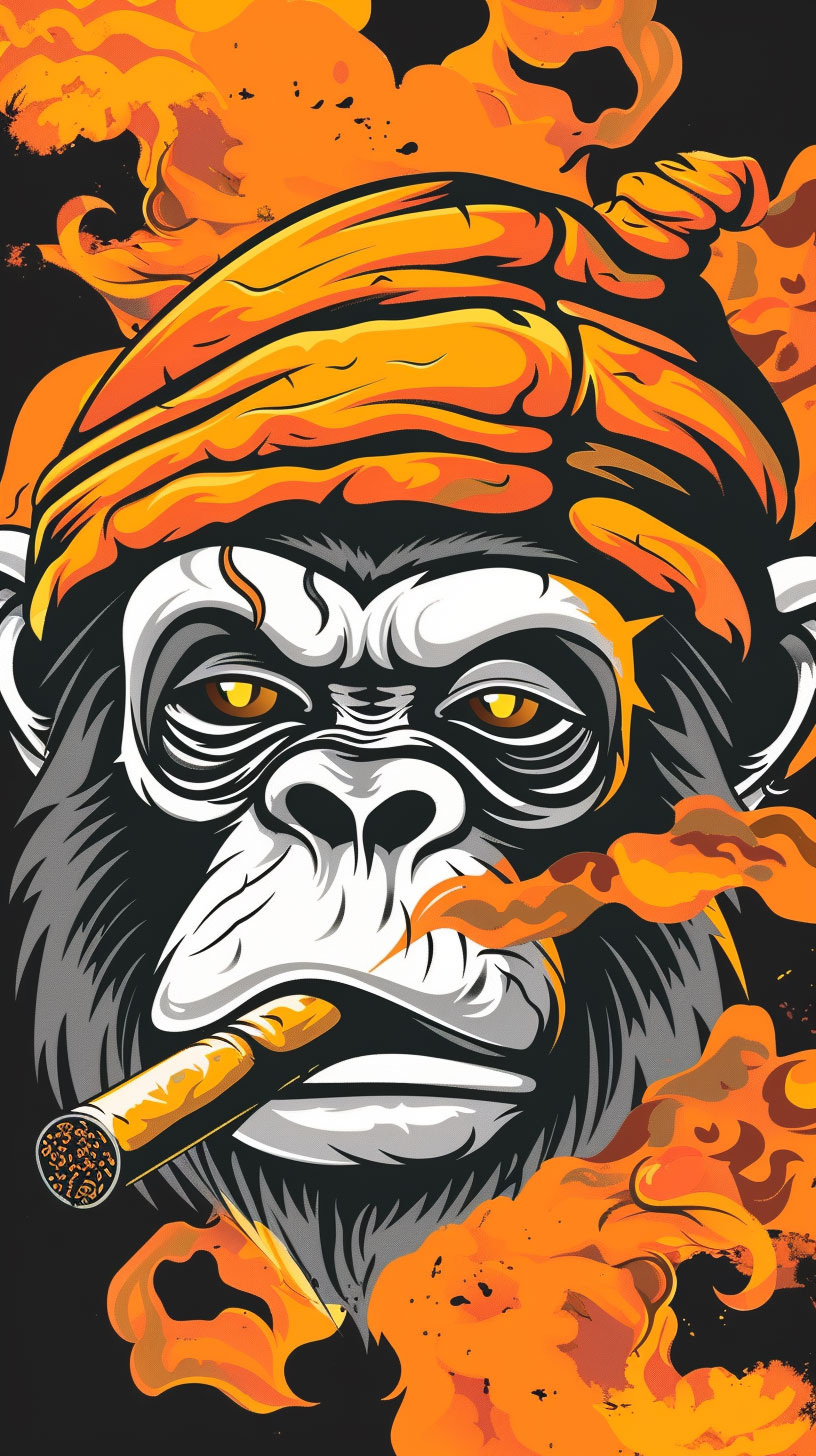 Cartoon Style Monkey Smoking Weed iPhone Wallpaper