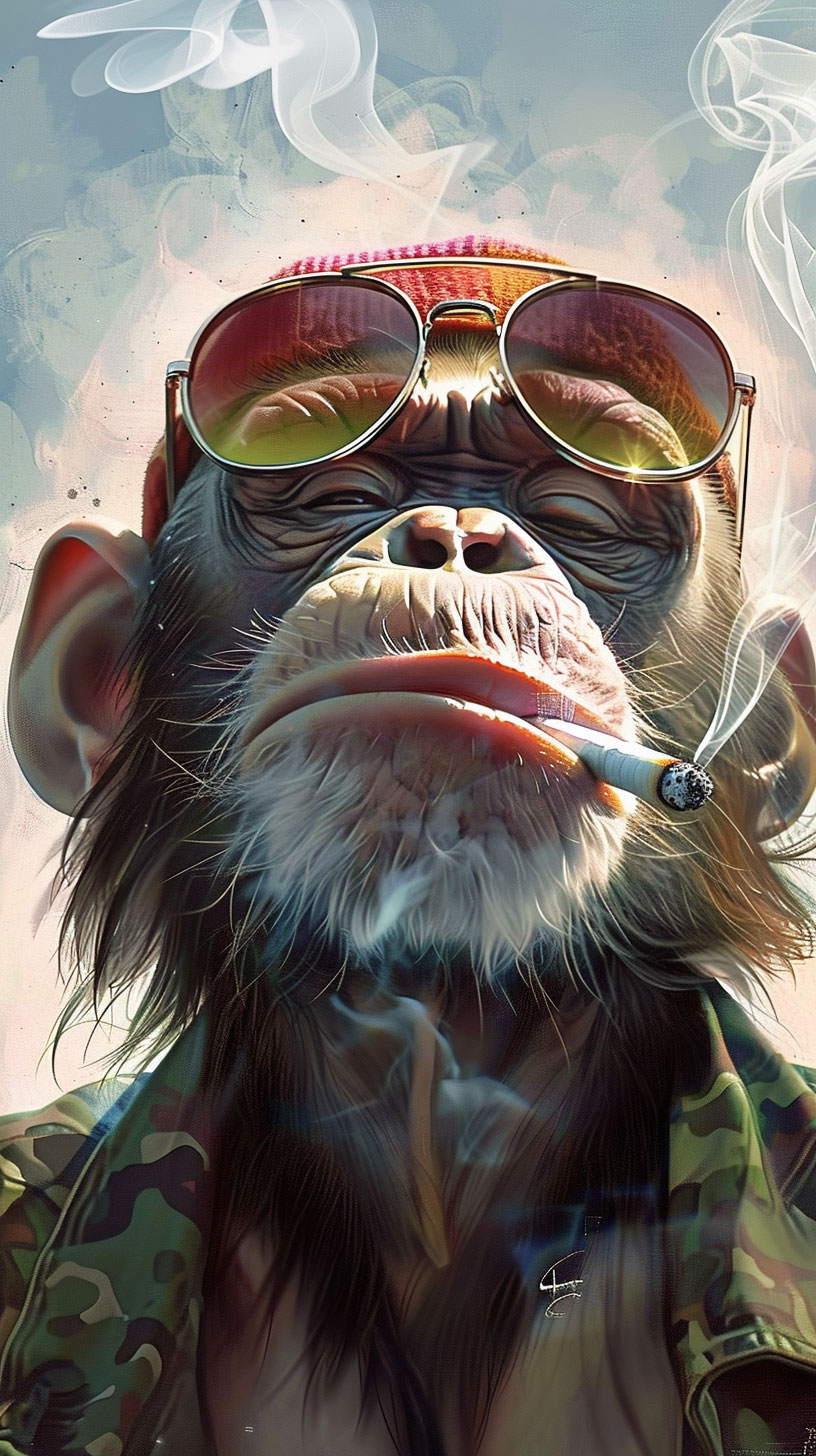 Animated Cartoon Monkey Smoking iPhone Wallpaper