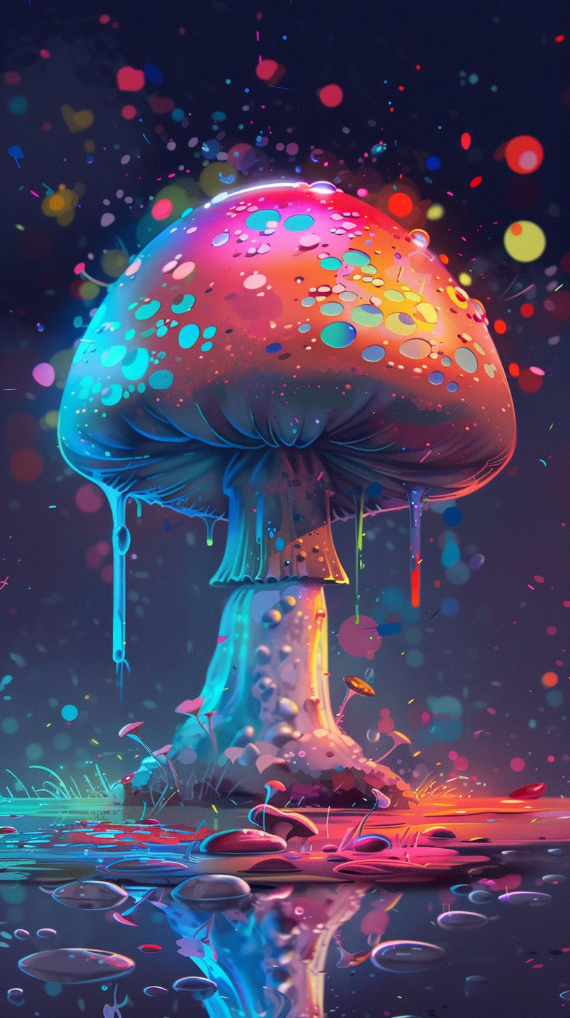 High-resolution cartoon psychedelic mushroom wallpaper for iPhone