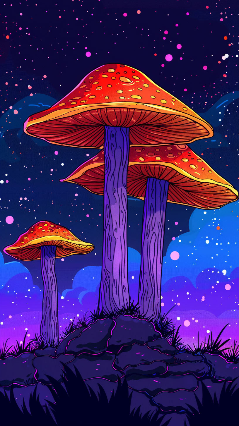 Free download of cartoon psychedelic mushroom wallpaper for iPhone