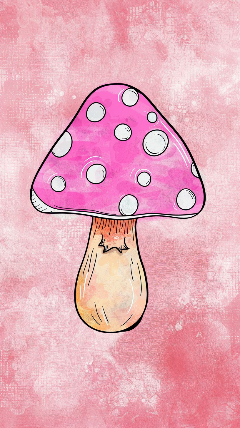 Colorful cartoon psychedelic mushroom iPhone wallpaper in 4K