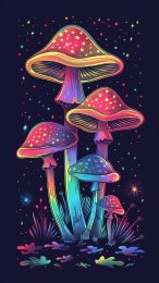 Ultra HD cartoon psychedelic mushroom wallpaper for iPhone