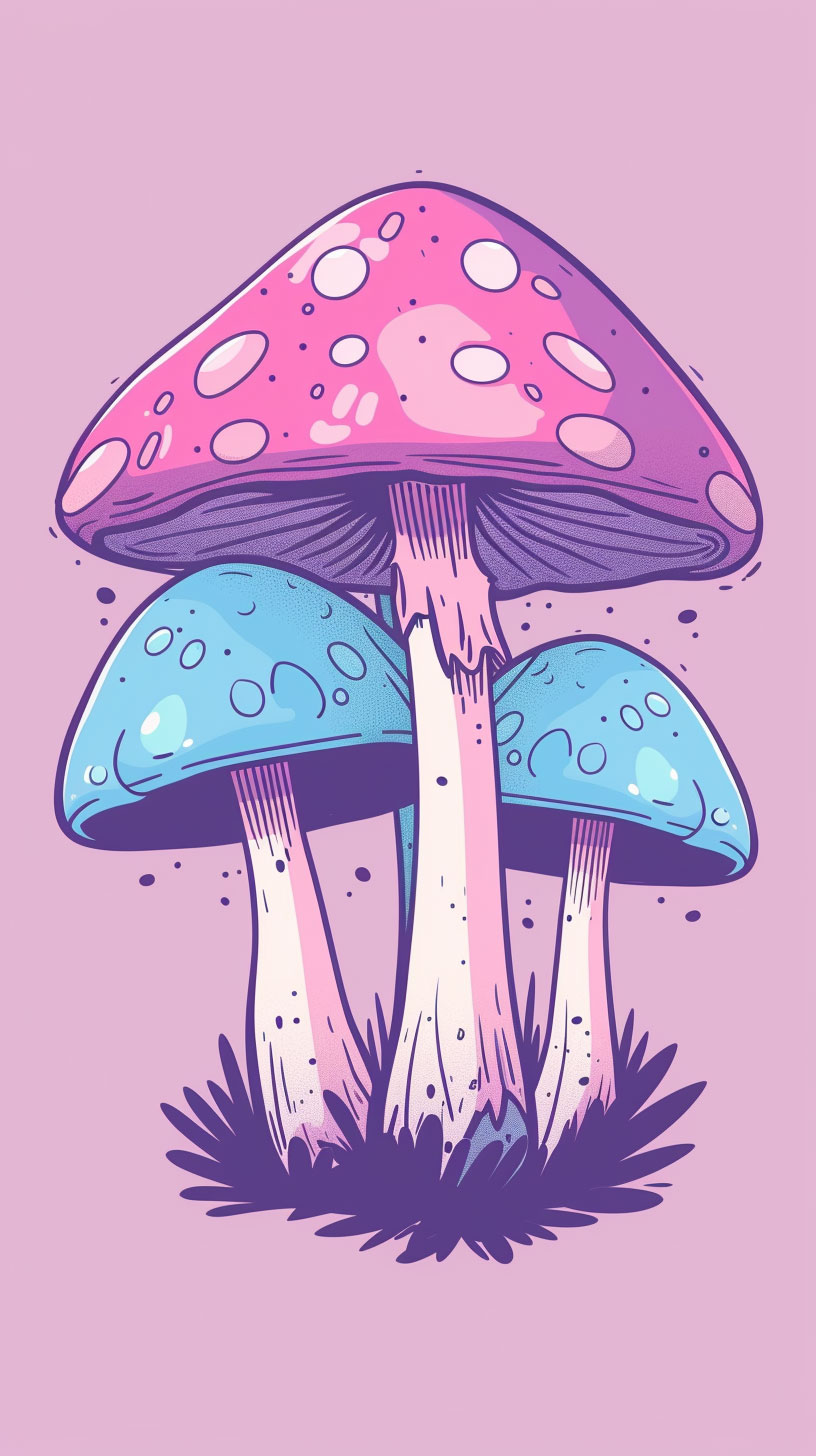 Vibrant cartoon psychedelic mushroom wallpaper for iPhone screens