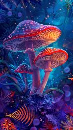 Cartoon psychedelic mushroom wallpaper for iPhone in HD