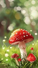 HD Digital Background: Vibrant Mushrooms for iPhone