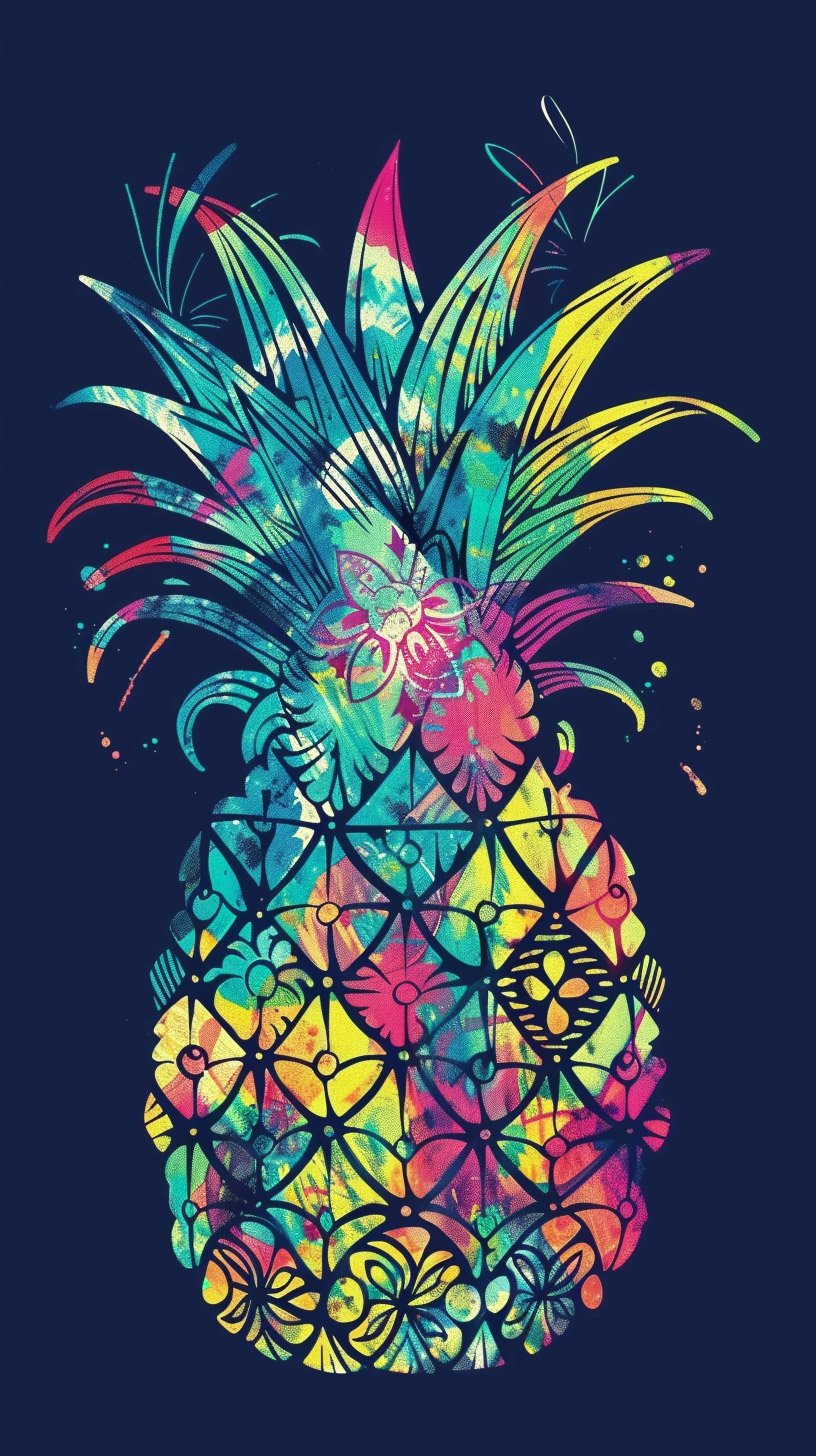 Colorful iPhone Wallpaper with Aztec Pineapple Design