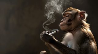 Cool AI Monkey Smoking Wallpaper in HD