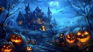 Whimsy meets AI: Halloween Digital Background HD Wallpaper