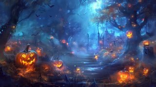 Charming AI Art for Halloween: Desktop Background