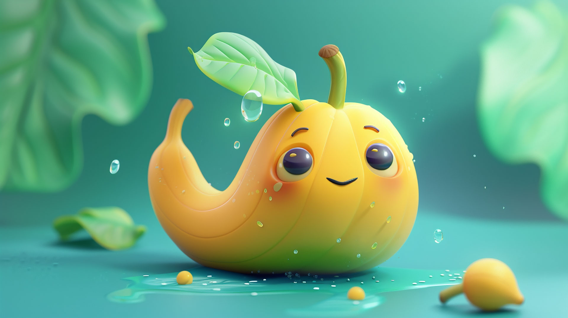 AI-generated cute banana desktop wallpaper in 4K