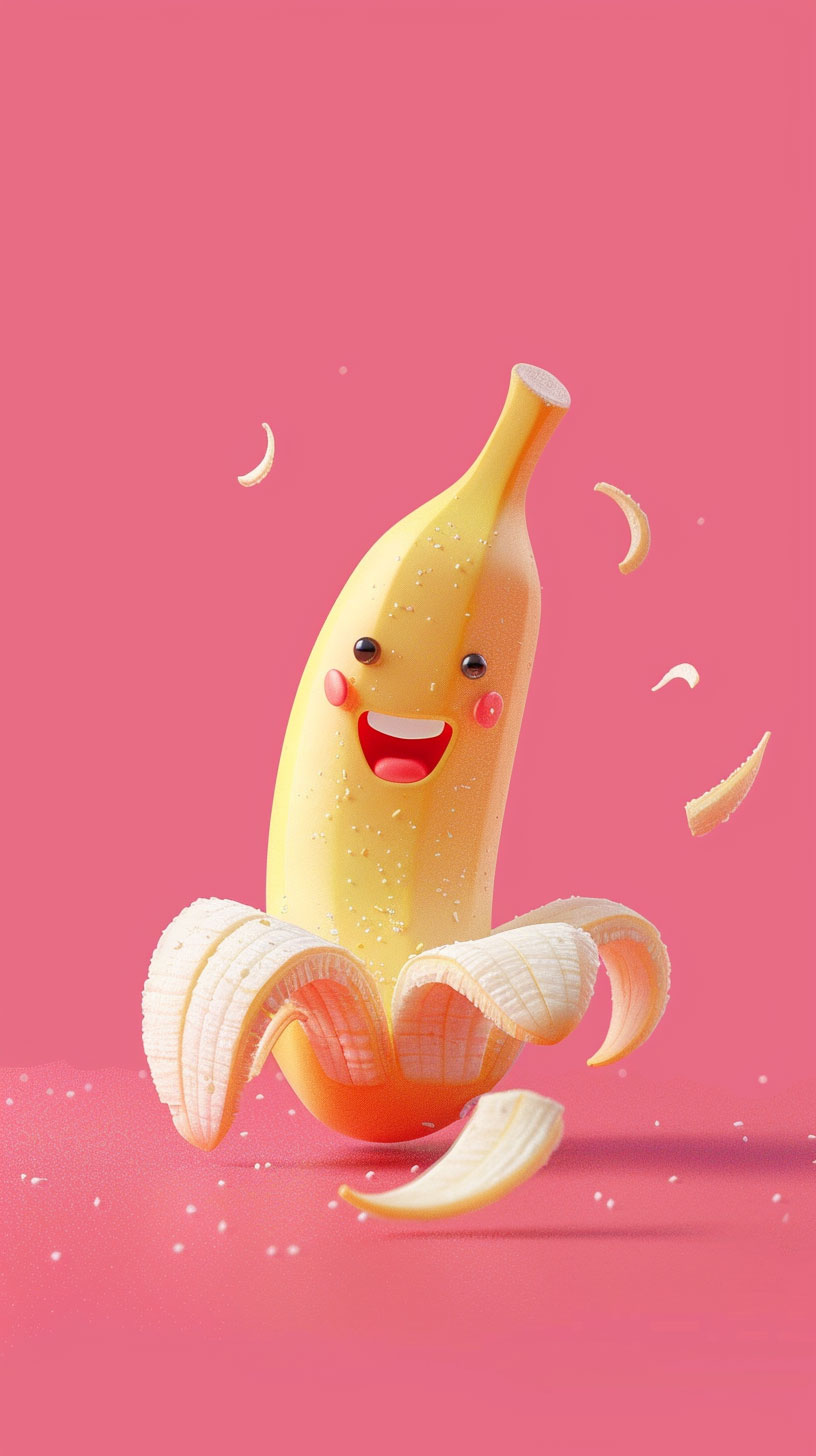 4K cute banana wallpaper designed for iPhone screens