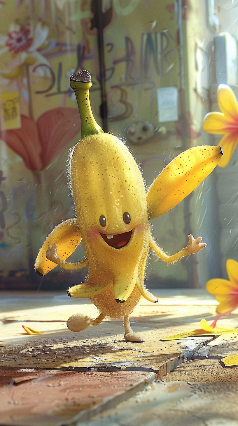 AI-generated cute banana wallpaper for iPhone