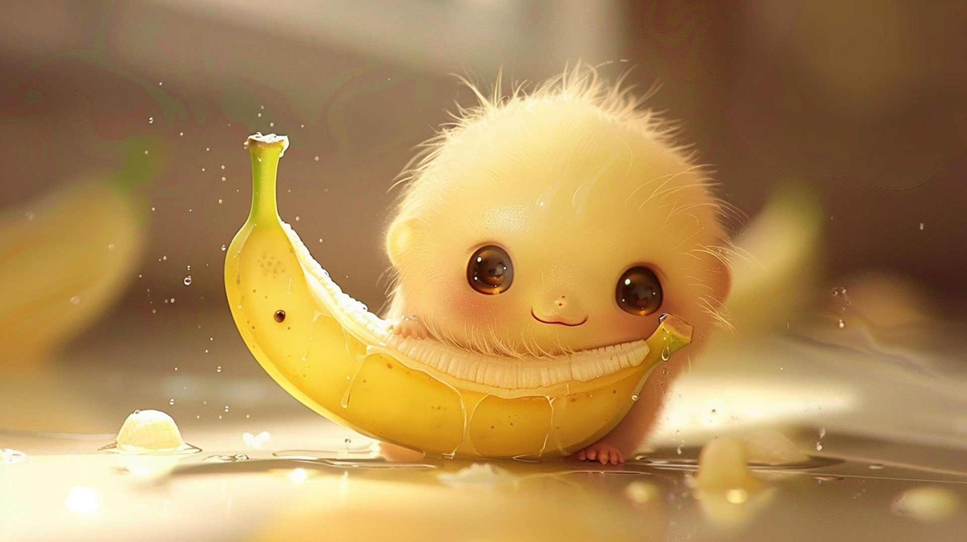 4K cute banana picture for desktop background