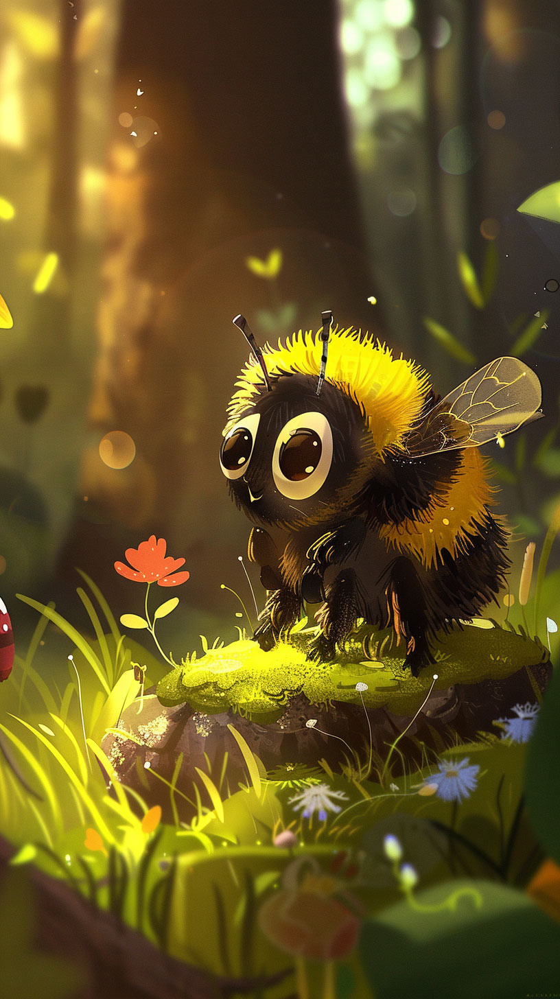 Adorable Bee Digital Backgrounds for iPhone and Android