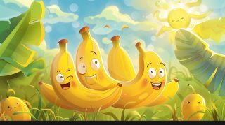 Adorable cartoon banana wallpaper for desktops