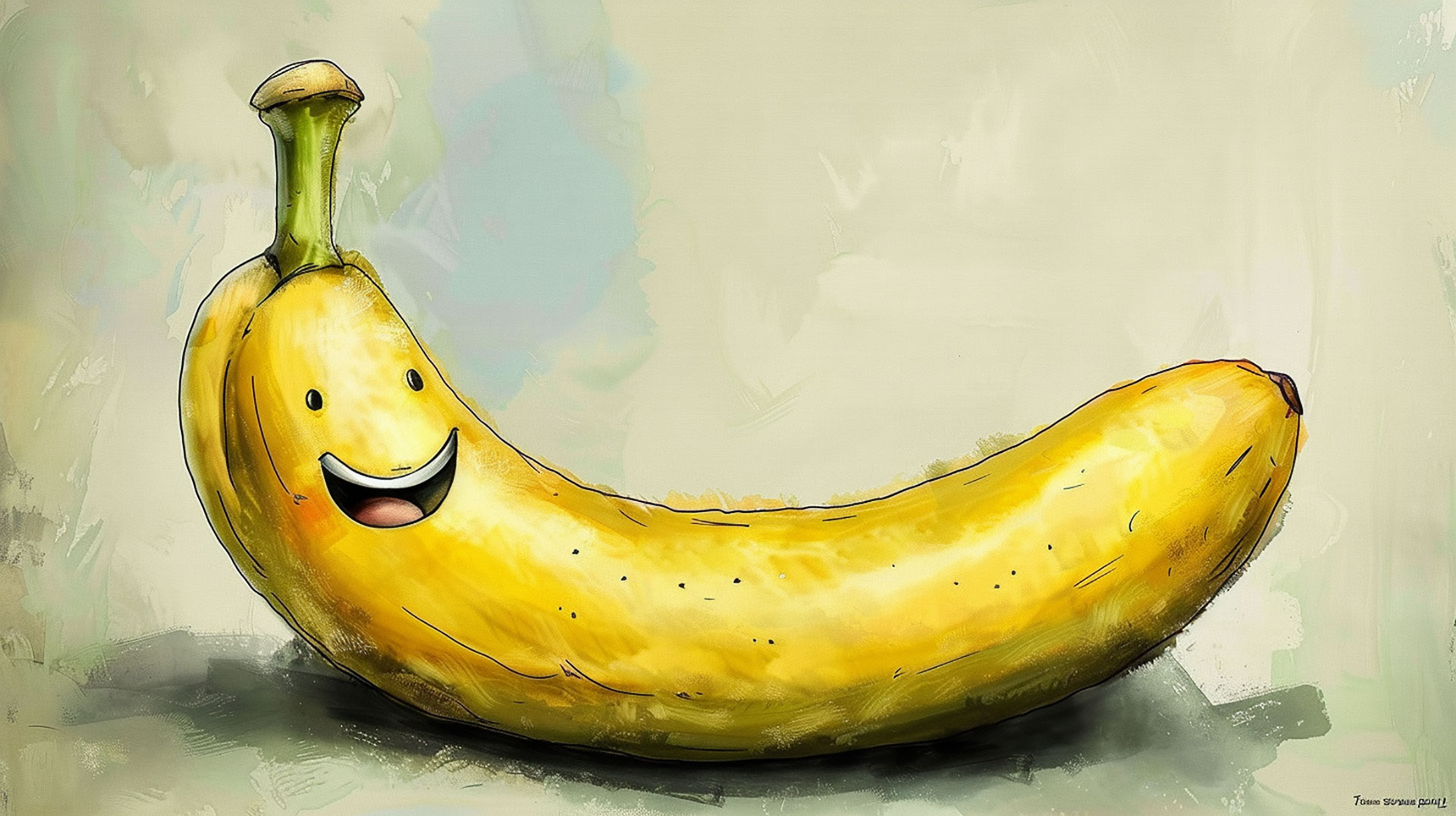 Cute cartoon banana wallpaper for PC in 8K