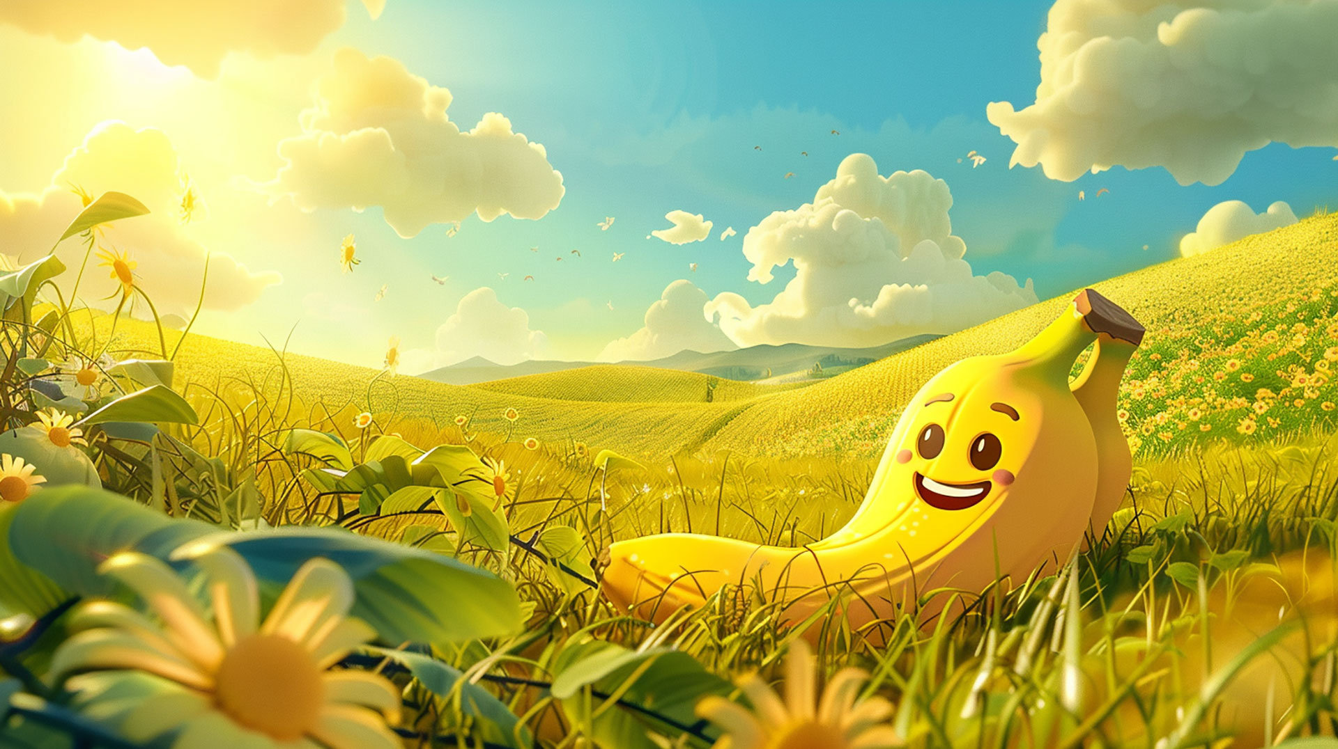 Download HD cute cartoon banana desktop wallpaper