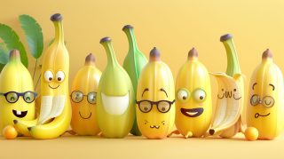 Cartoon banana wallpaper for desktop in 4K