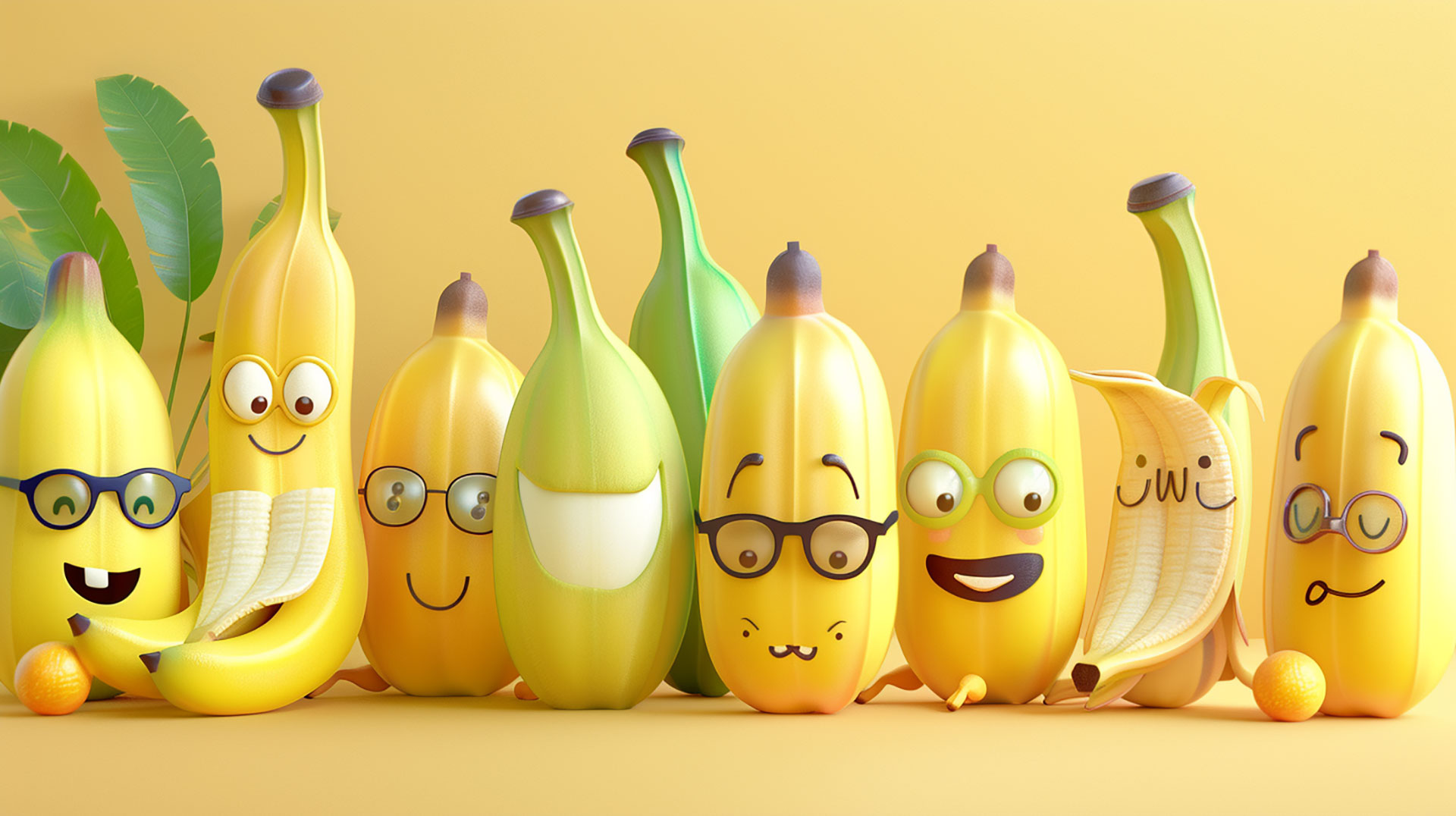 Cartoon banana wallpaper for desktop in 4K