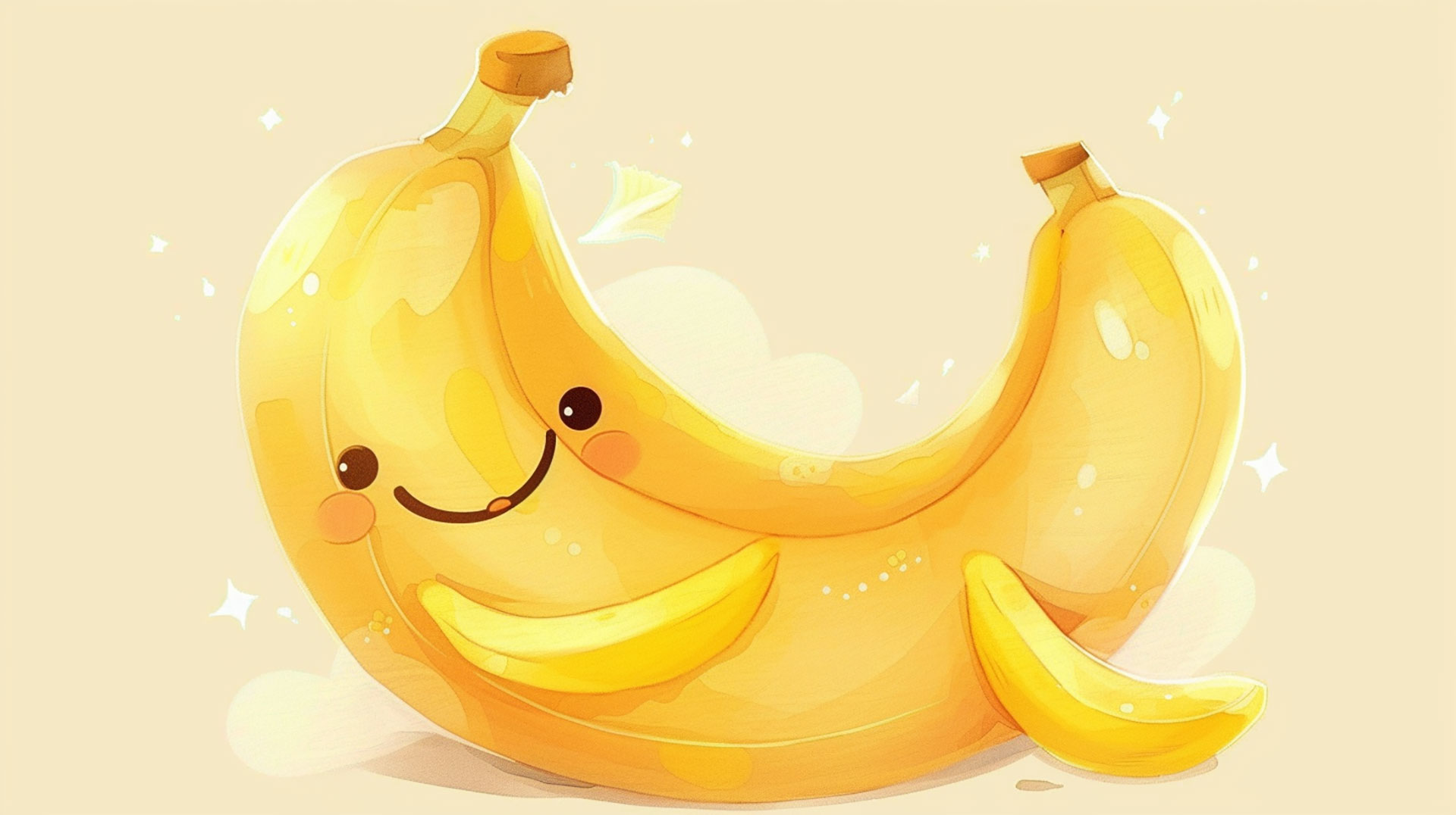 AI cute cartoon banana wallpaper in 1920x1080