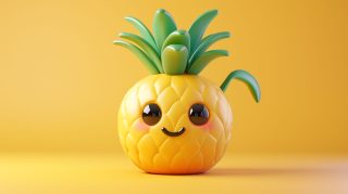 Playful cute pineapple desktop background in 4K