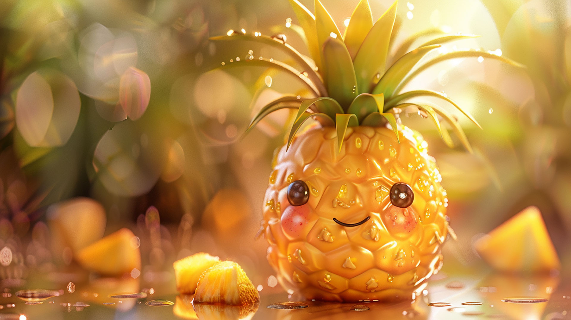 Vibrant cute pineapple wallpaper for high-definition desktops