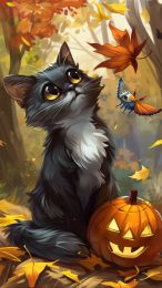 Sweet Spookiness: Free Cute Halloween Mobile Wallpaper