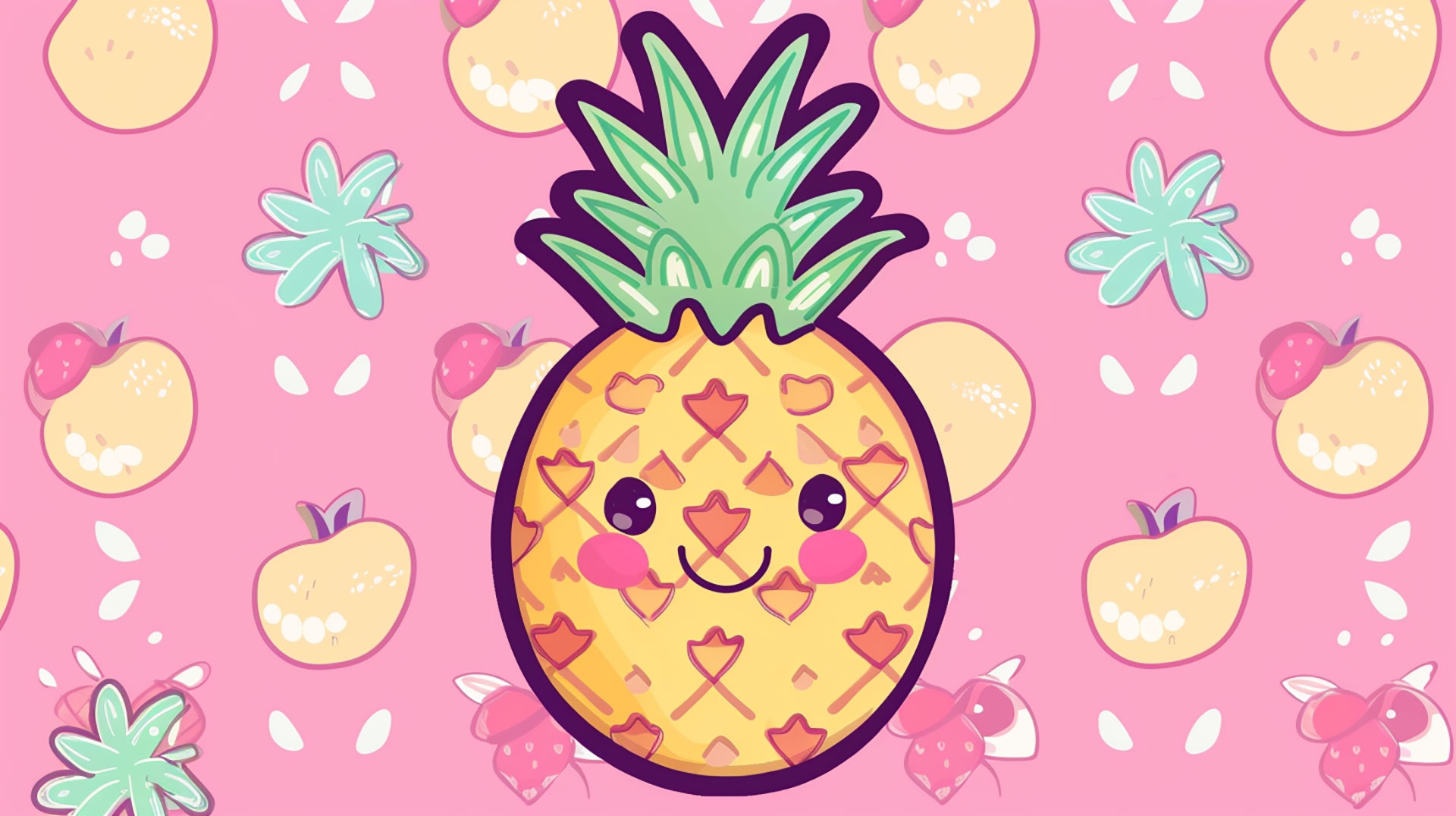 Ultra HD cute pineapple wallpaper for PC screens