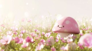 Cute Pink Mushroom HD Wallpaper for Desktop