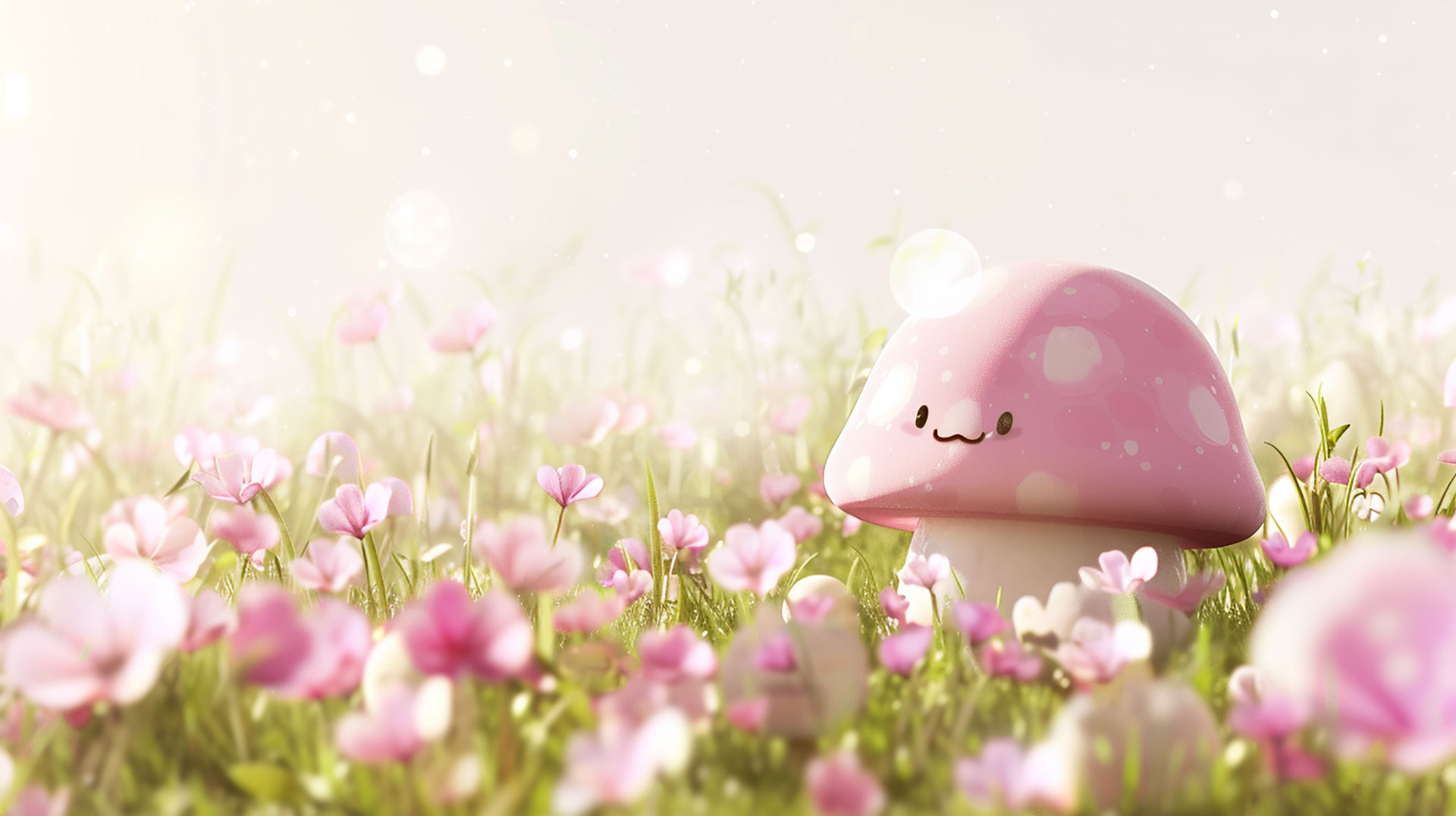 Cute Pink Mushroom HD Wallpaper for Desktop