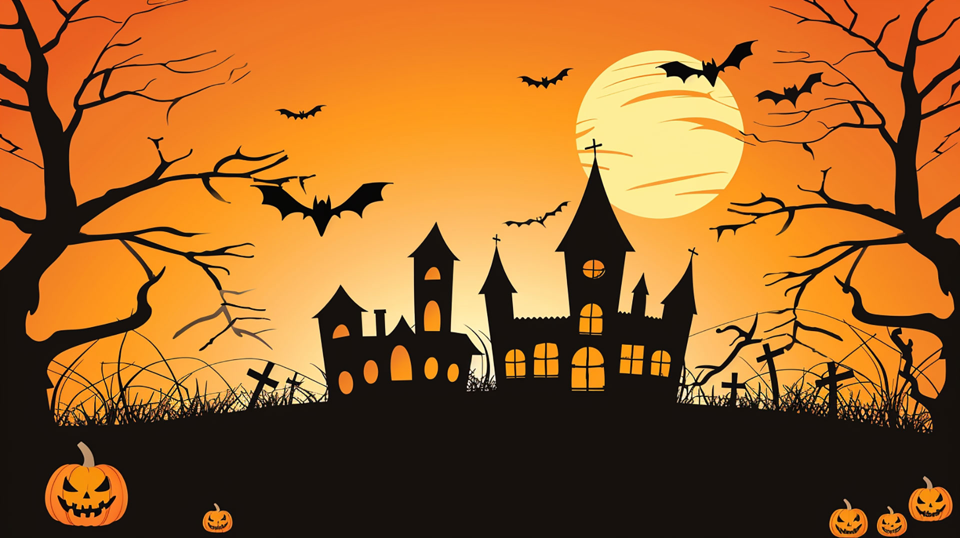 Ghostly Haunts: Adorably Spooky Halloween Desktop Background