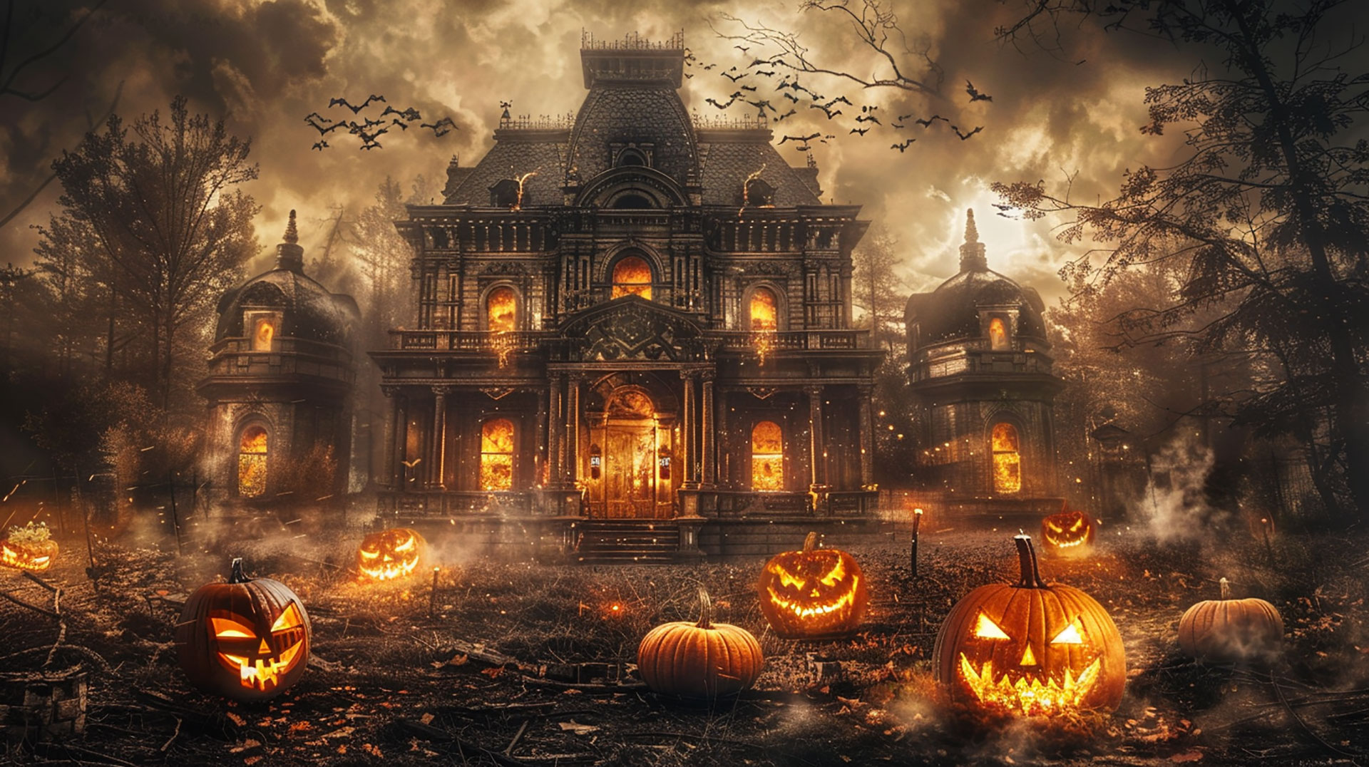 Ghostly Gathering: Adorably Spooky Halloween Desktop Art