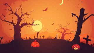 Witch's Hat Delight: Cute and Scary Halloween Desktop Wallpaper