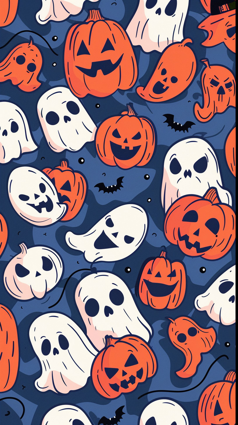 Spooky Night Owls: Cute Scary Halloween Phone Background