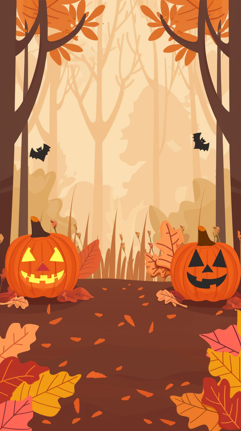 Bewitching Bats: Cute Scary Halloween Phone Wallpaper