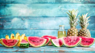 Fruity Fun: Cute Watermelon and Pineapple Wallpaper