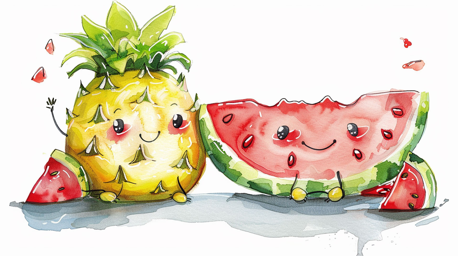 High-resolution cute watermelon and pineapple wallpaper for desktops